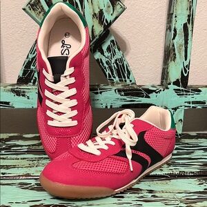 Stylish Women's Pink and Black Sneakers
